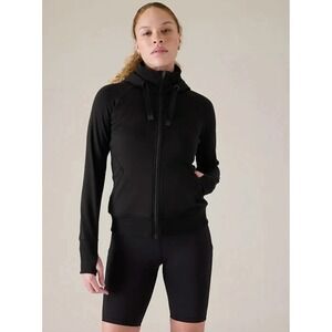 ATHLETA Triumph Hoodie Womens Medium Black Full-Zip Athleisure Training Gym Hike